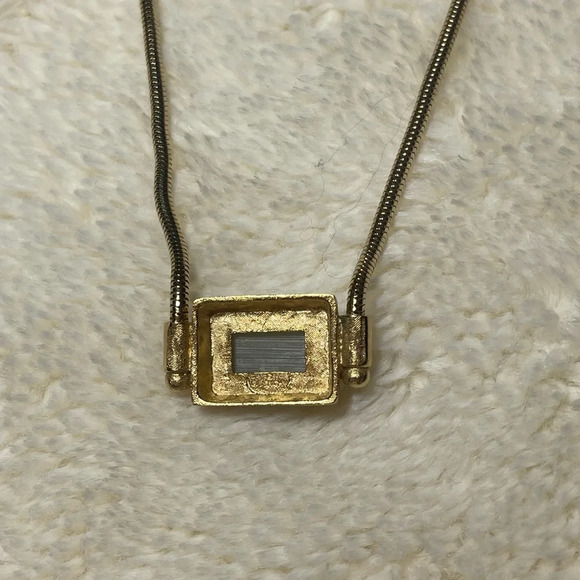 Vintage Givenchy Gold Necklace Blue Stone - Picture 5 of 9